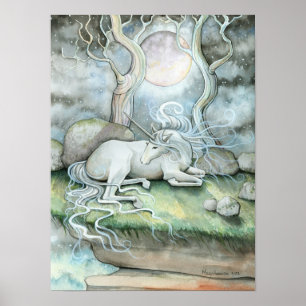 Mystieke Eenhoorn Volle Maan Posterprint Poster