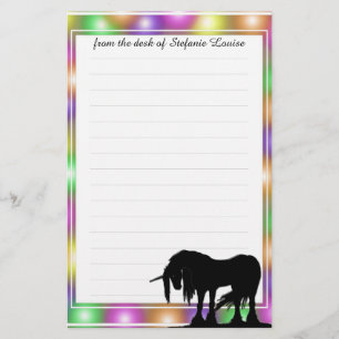 Mystieke Eenhoorn w / lijnen (kleurrijke wazy cirk Briefpapier