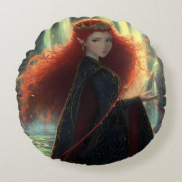 Mystieke Elf in een Fantasy Forest Rond Kussen