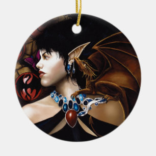 Mystieke Elfen Draak Gezel Vlinder Fantasie Keramisch Ornament