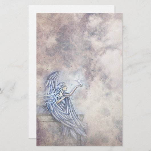 Mystieke Engel met Sterren Briefpapier (Voorkant / Achterkant)