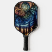 Mystieke Etherische Kunst met Bomen en Nachthemel Pickleball Paddle (Achterkant)