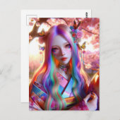 mystieke etherische vrouw met vlinders briefkaart (Voorkant / Achterkant)