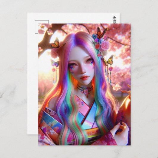 mystieke etherische vrouw met vlinders briefkaart (Voorkant / Achterkant)