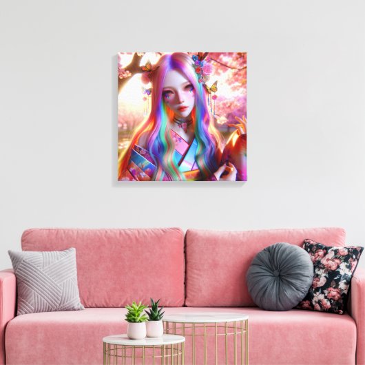  mystieke etherische vrouw met vlinders canvas afdruk (Insitu (Woonkamer))
