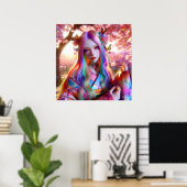 mystieke etherische vrouw met vlinders poster (Thuiskantoor)