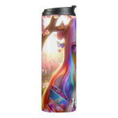 mystieke etherische vrouw met vlinders thermosbeker (Gedraaid links)