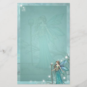 Mystieke Fairy Fantasy Art Blauwgroen Briefpapier