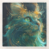 Mystieke Feline Glazen Onderzetter (Voorkant)