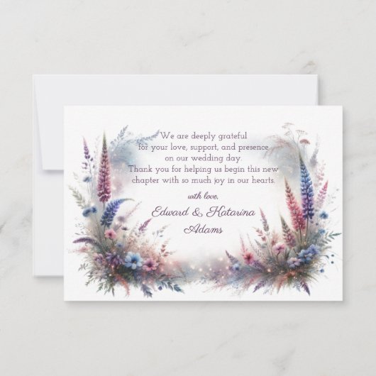 Mystieke Floral Forest Wedding Bedankkaart (Achterkant)