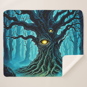 Mystieke Forest Eye Tree Art Sherpa Deken