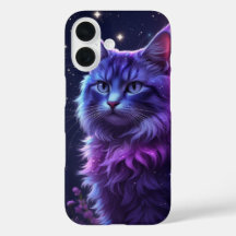 Mystieke Galaxy Kat Telefoonhoes – Paarse Kosmisch