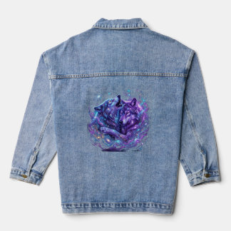 Mystieke Galaxy Wolf Hoodie – Blauwe Kosmische Wol Denim Jacket