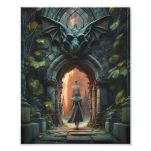 Mystieke Gargoyle Doorway Foto Afdruk