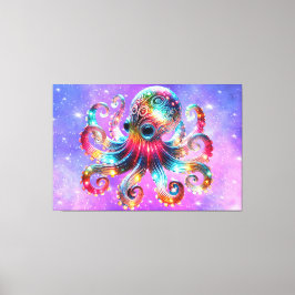 Mystieke gloeiende octopus canvas afdruk
