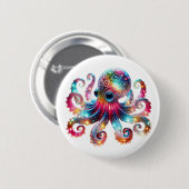 Mystieke gloeiende octopus ronde button 5,7 cm (Voorkant /achterkant)