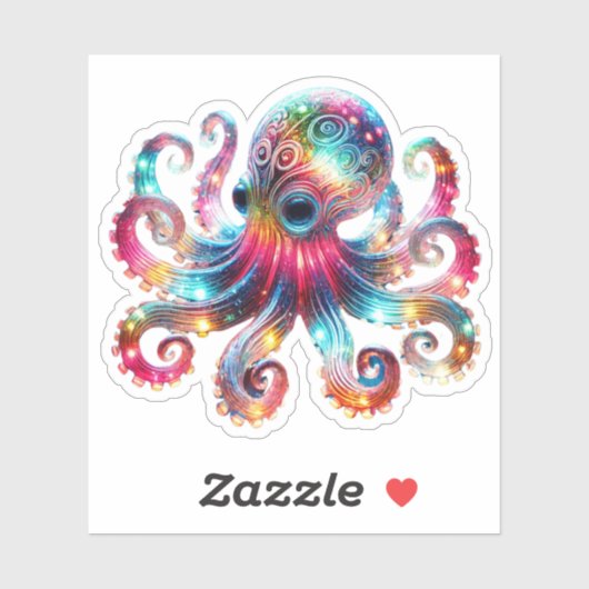 Mystieke gloeiende octopus sticker (Vel)
