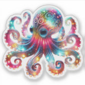 Mystieke gloeiende octopus sticker (Voorkant)