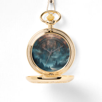 Mystieke Gotische Steampunk Kunst - Blauwe Koperen Horloge
