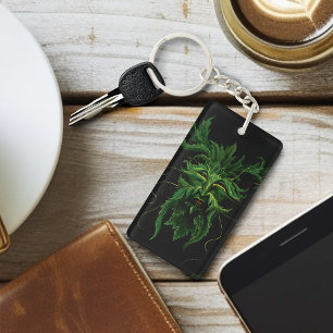Mystieke Greenman Bosgeest Blad Gezicht Fantasie Sleutelhanger