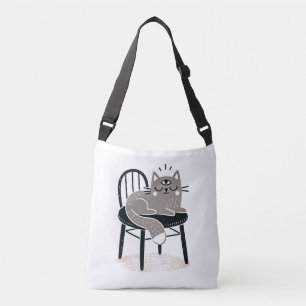 Mystieke Grijze Kat Slapen Met Derde Oog Open Crossbody Tas