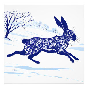 Mystieke Haas : Whimsical Haas In De Sneeuw Foto Afdruk
