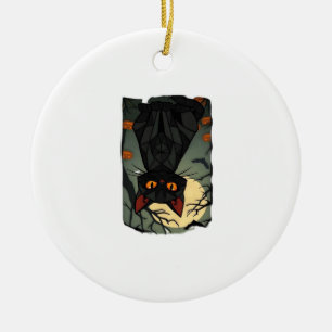 Mystieke Halloween Zwarte Kat Kunst - Griezeldier  Keramisch Ornament