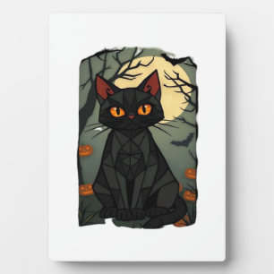 Mystieke Halloween Zwarte Kat Kunst - Griezelige K Fotoplaat