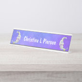 Mystieke halve manen gezicht Abstracte versieringe Bureau Naambordje (Voorkant)