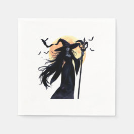 Mystieke heks onder een volle maan servet