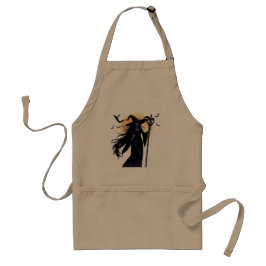 Mystieke heks onder een volle maan standaard schort