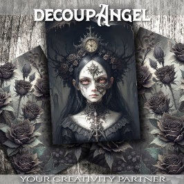 Mystieke heks: Roos - Decoupage - Inpakpapier Vel