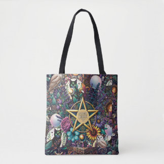 Mystieke hemelse dromer ontwerp pentagram witchy draagtas