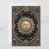 Mystieke Hemelse Zwart en Gouden Bruiloft Kaart (Achterkant)