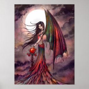 Mystieke Herfst Vampier Fantasy Fee Halloween Kuns Poster