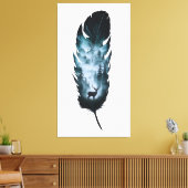 Mystieke herten in Forest Feather Large Canvas Afdruk (Insitu (Woonkamer))