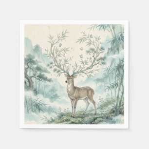 Mystieke hertenbos watercolor kunst servet