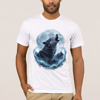 Mystieke huilende wolf onder de volle maan – Geest T-shirt