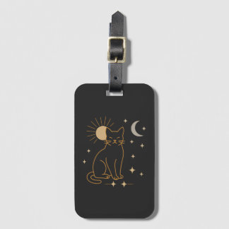 Mystieke kat bagagelabel – Minimalistische hemelse