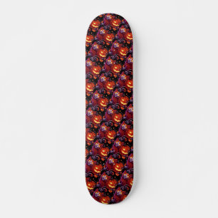 Mystieke kat en gloeiende pompoenen skateboard