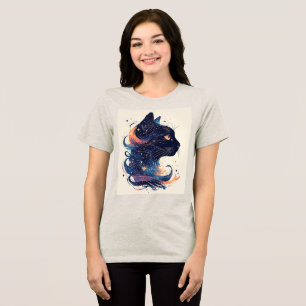 Mystieke kat in levendige artistieke gloeiende wer Tri-Blend shirt