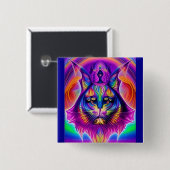 mystieke kat-knop vierkante button 5,1 cm (Voorkant /achterkant)