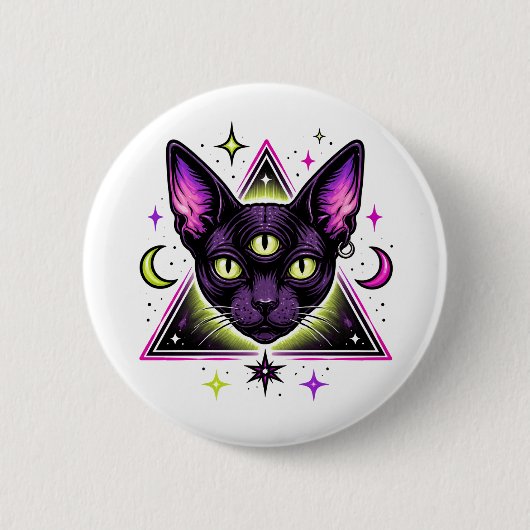 Mystieke Kat Ronde Button 5,7 Cm (Voorkant)