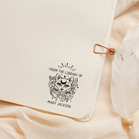 Mystieke Kat Uit De Bibliotheek Van Rubberstempel