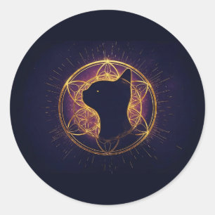 Mystieke Katachtige Binnen de Heilige Cirkel Ronde Sticker