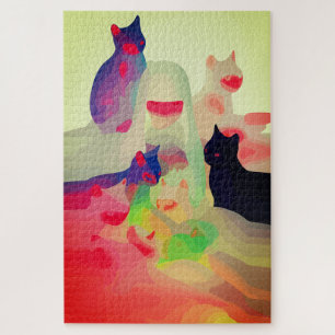 Mystieke katten & geesten – Levendige abstracte an Legpuzzel