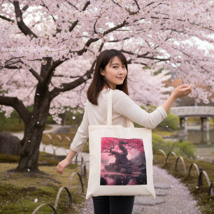 Mystieke Kersenbloesemweg – Betoverd Trapveld Tote Bag