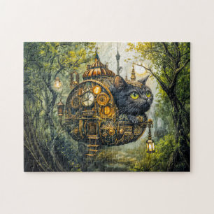 Mystieke klokwerkkat legpuzzel