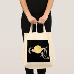 Mystieke Koi & Gouden Maan – Elegante Japanse Zen Tote Bag