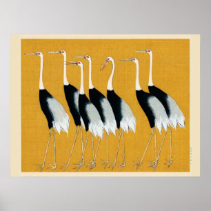 Mystieke kranen: harmonie in goud poster